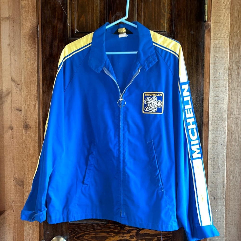 Blue and Yellow Lightweight Shirt Jacket with Sporty Stripes